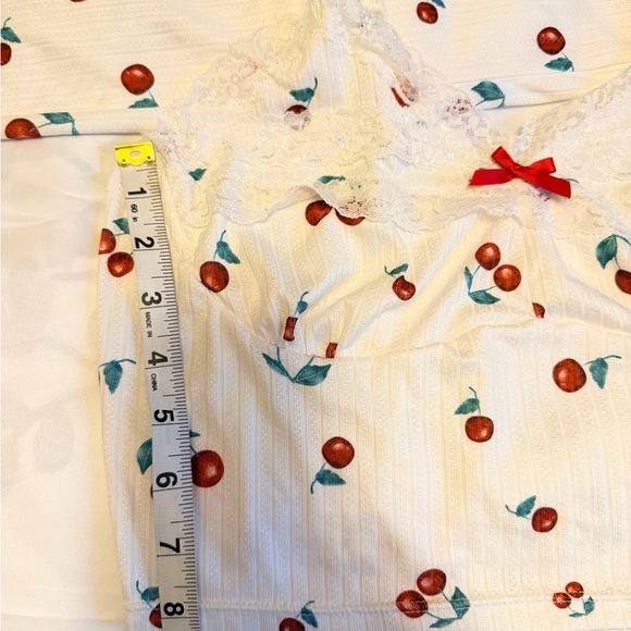 Cherry Print Lace Pajama Set – Size L - Picture 8 of 9